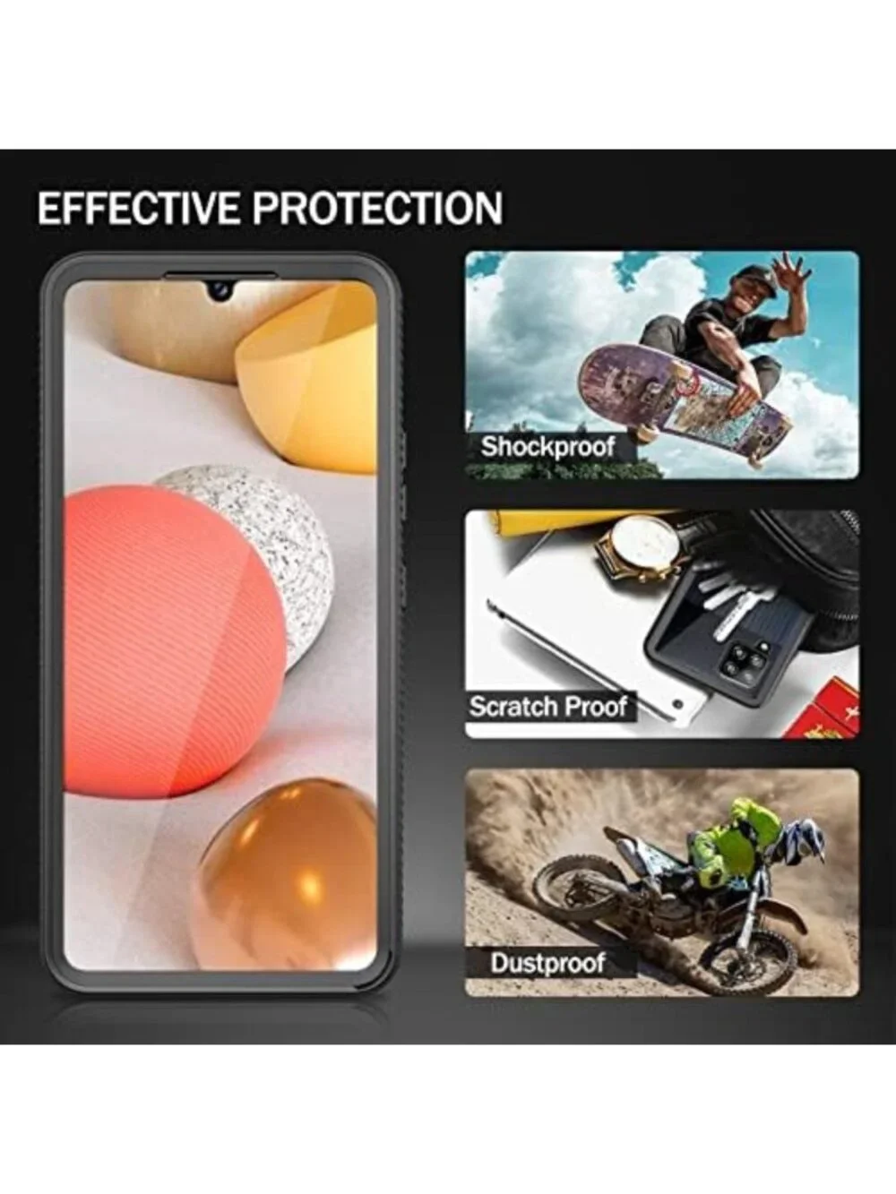 Shockproof Slim Fit Case with Built-in Screen Protector for Samsung Galaxy A42